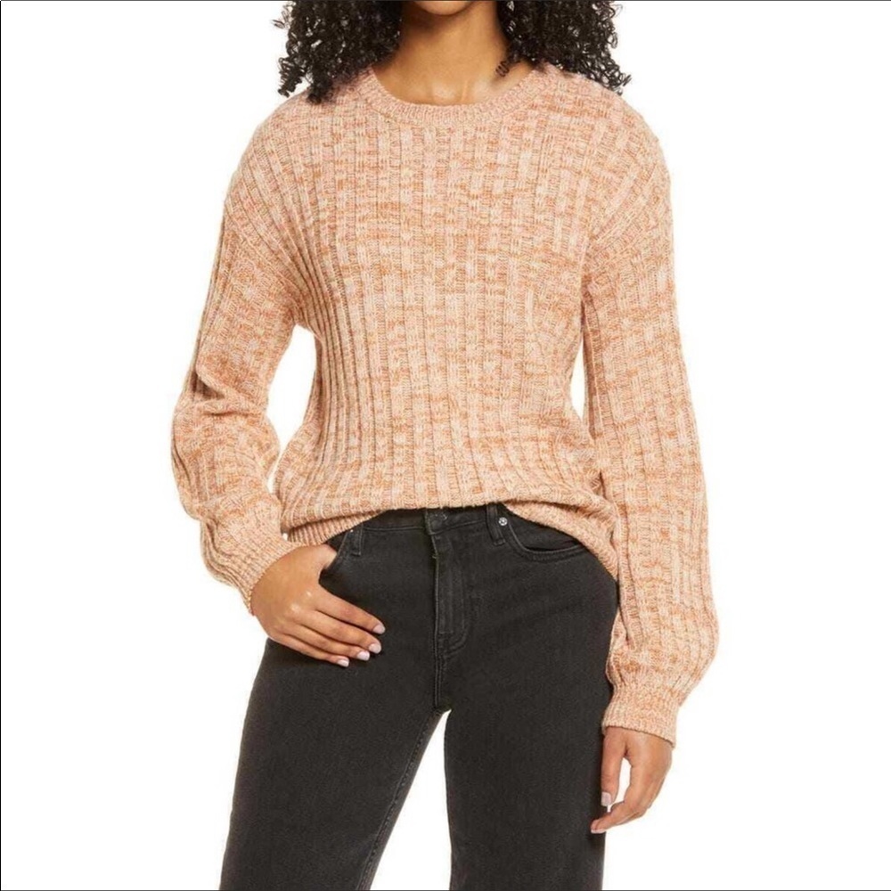 Blank NYC Heather Ribbed Crew Neck Sweater L NWT